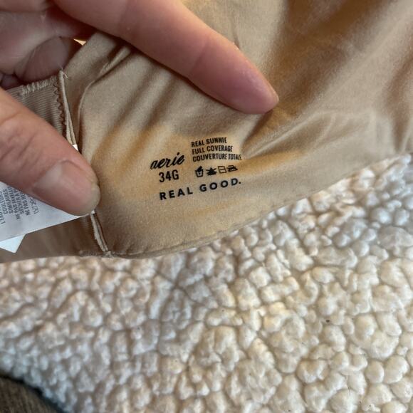 Aerie 34G Bra Full Coverage Real Sunnie Nude T Shirt Underwire Lined Beige - Picture 7 of 8
